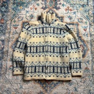 Vintage 80s Tundra Zip-up Striped Sweater Small